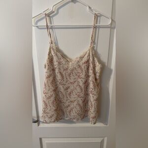 Miss Me Cream and Red Lace Trim Tank Top